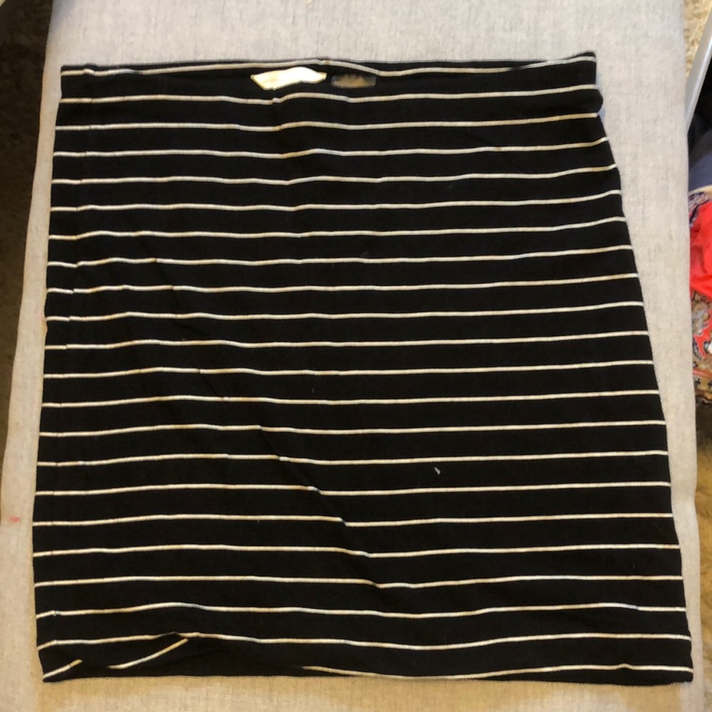 H&M black and white striped tube skirt